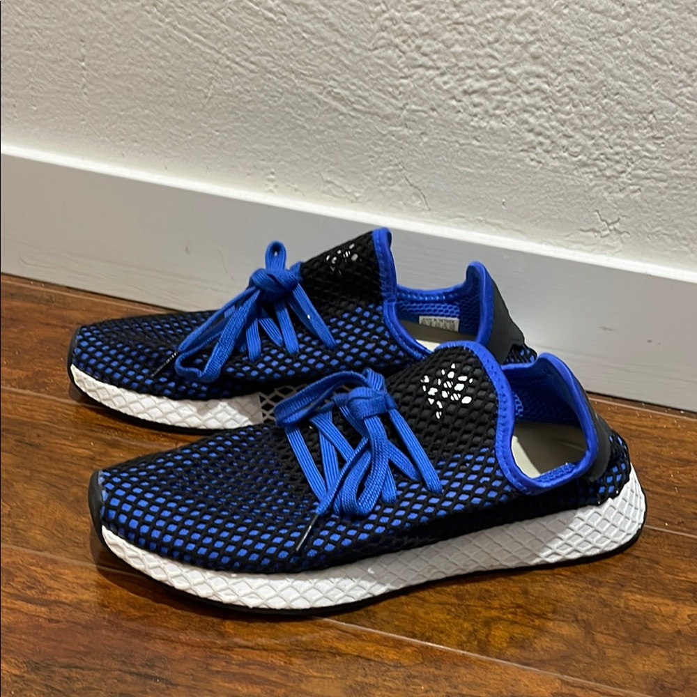 Adidas Blue and Black Mesh Sneakers